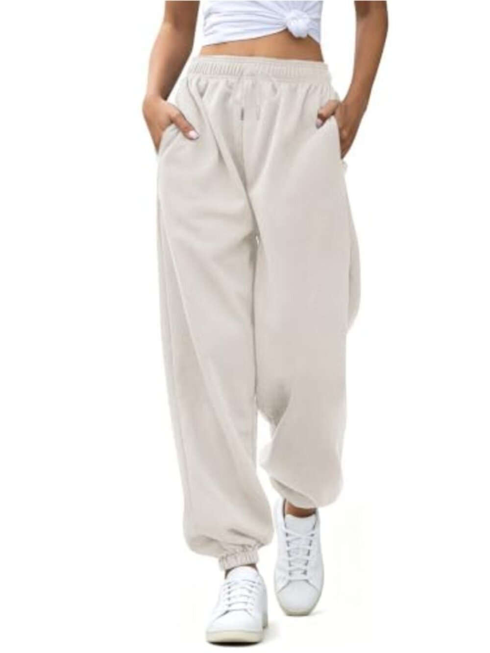 Women's Baggy Sweatpants Cotton Polyester Drawstring High Waisted Joggers with